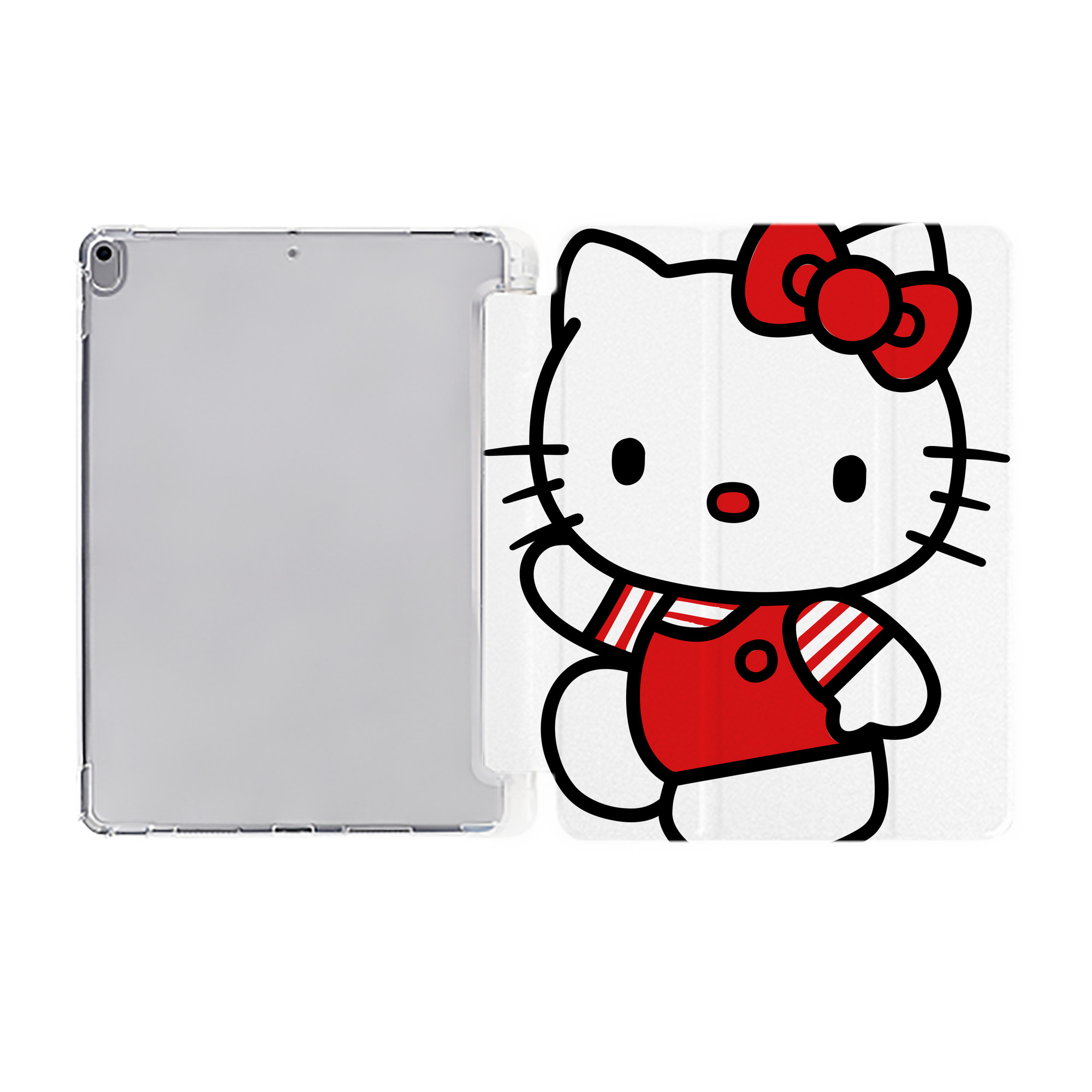 （画像用） Hello Kitty ハローキティ IPad ケース ペン収納付き 三つ折りスタンド PUレザー×シリコン 対応機種9.5/10.5/10.9インチ